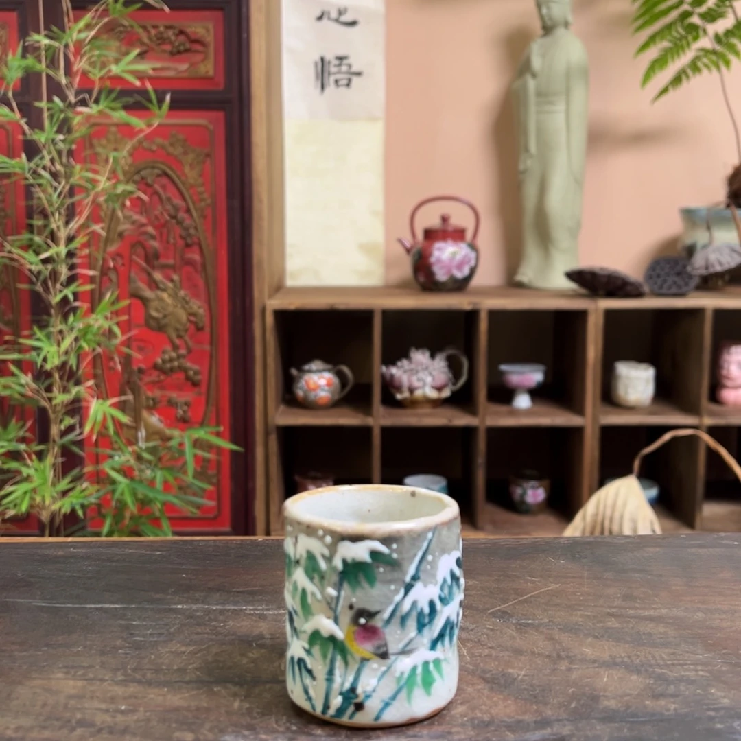 杯柴烧手工手绘陶瓷