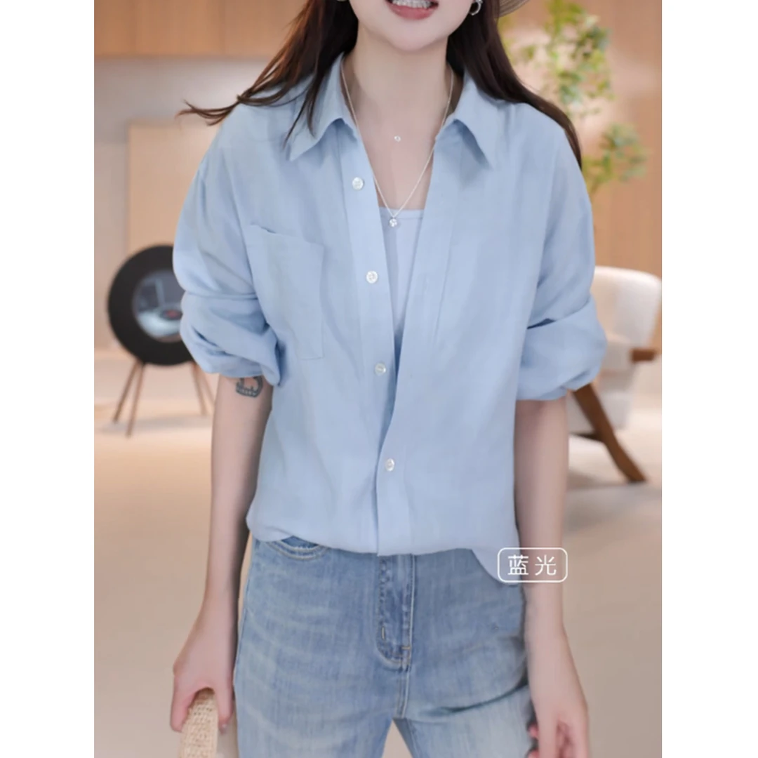 2025初春季新款时尚百搭气质显瘦长袖衬衫女不规则设计感宽松上衣