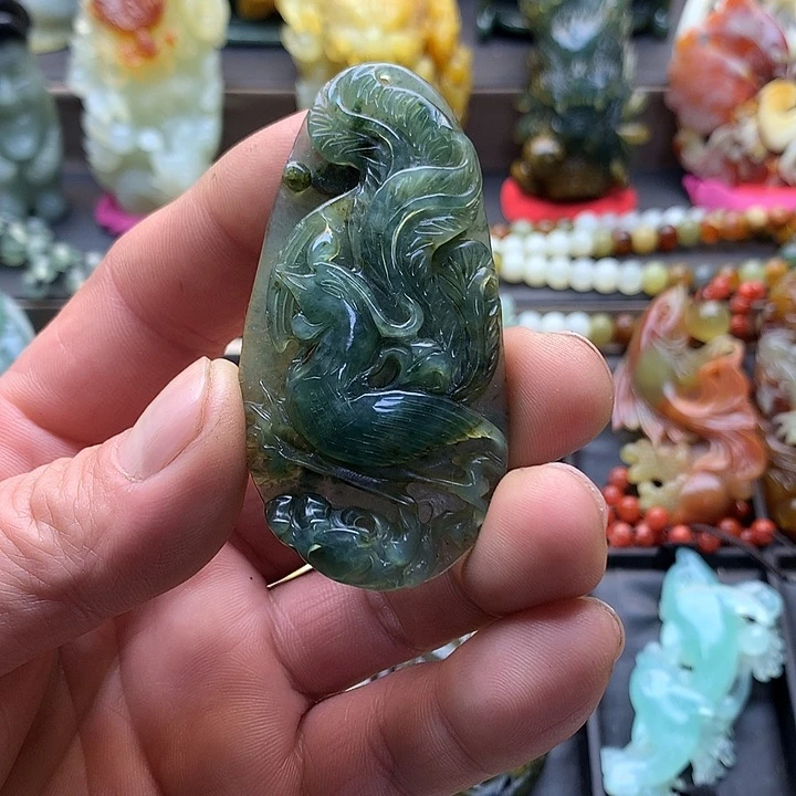 蛇纹石玉丹凤朝阳未镶嵌