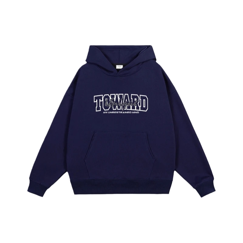 加肥大码美式简约时尚百搭连帽卫衣男女秋冬加厚重磅宽松显瘦上衣