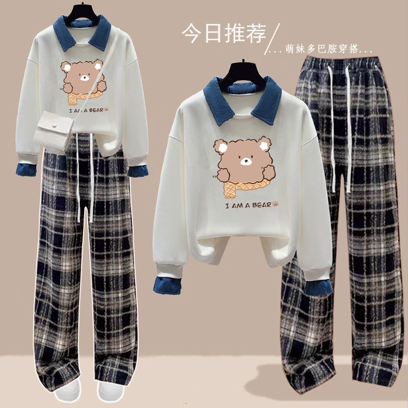 初中生春秋装学院风卫衣阔腿裤套装少女装女孩6-18岁中大童两件套