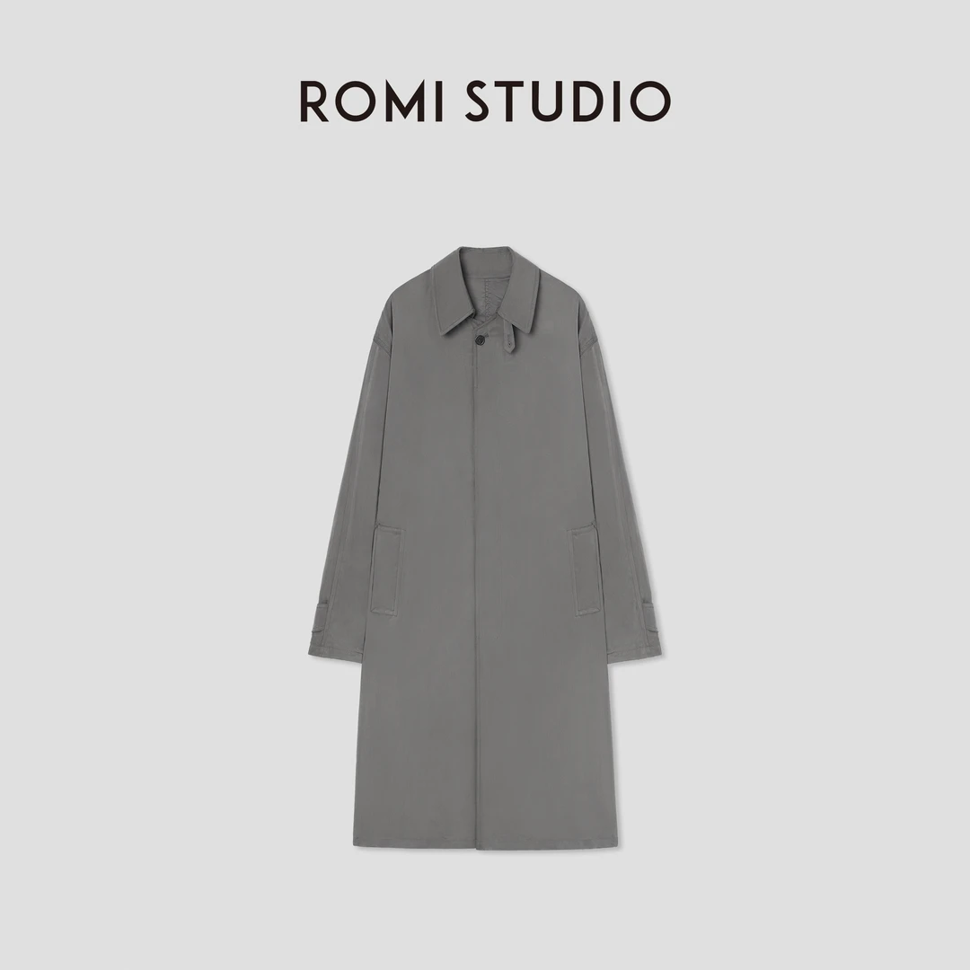 ROMI STUDIO“松弛自在”铜氨丝双面穿宽松垂感风衣外套RW24WW41273
