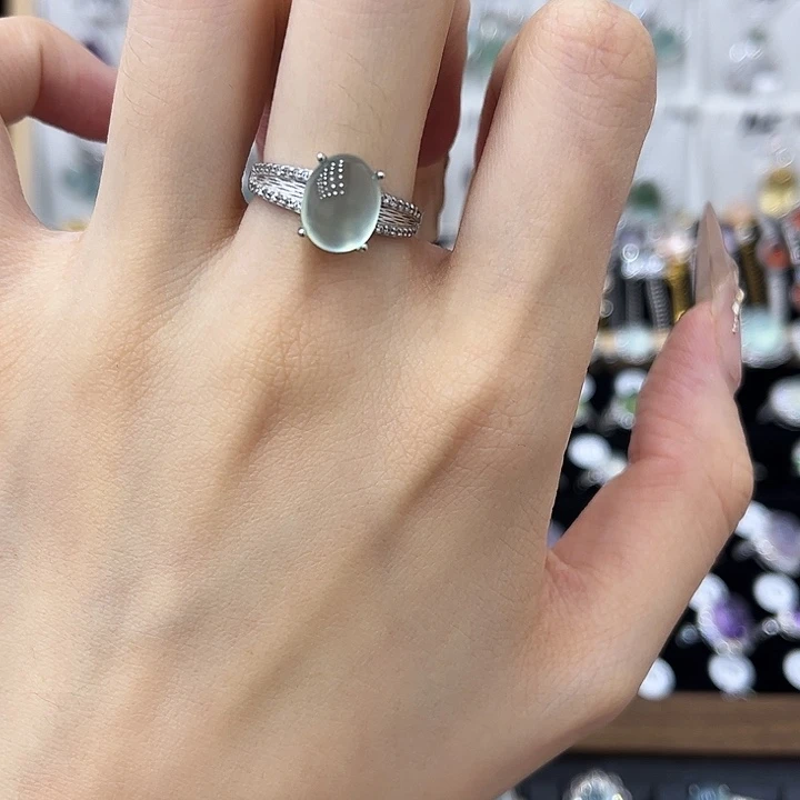 岫玉银S925镶嵌戒指