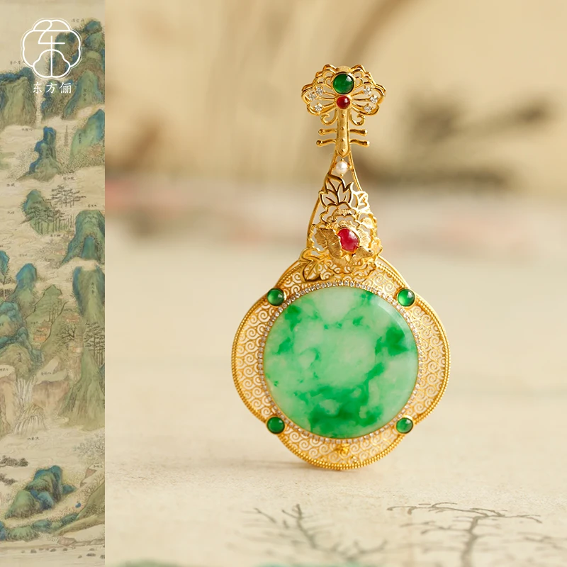 东方俪DOFUNLY【江南客】翡翠18K金琵琶吊坠设计款FCDZ空谷