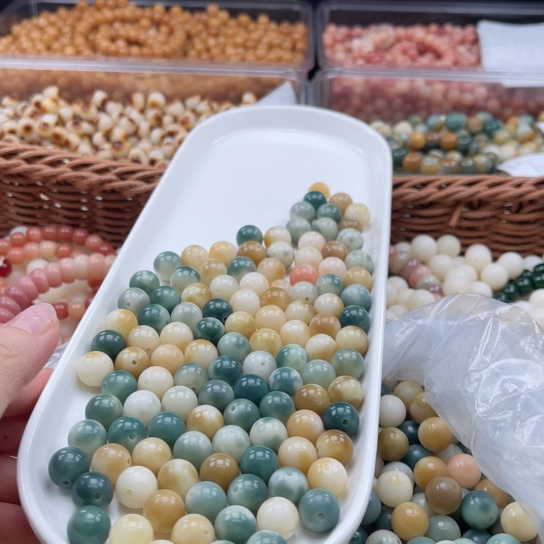 白玉菩提吊坠q12mm/100+10颗圆珠花皮