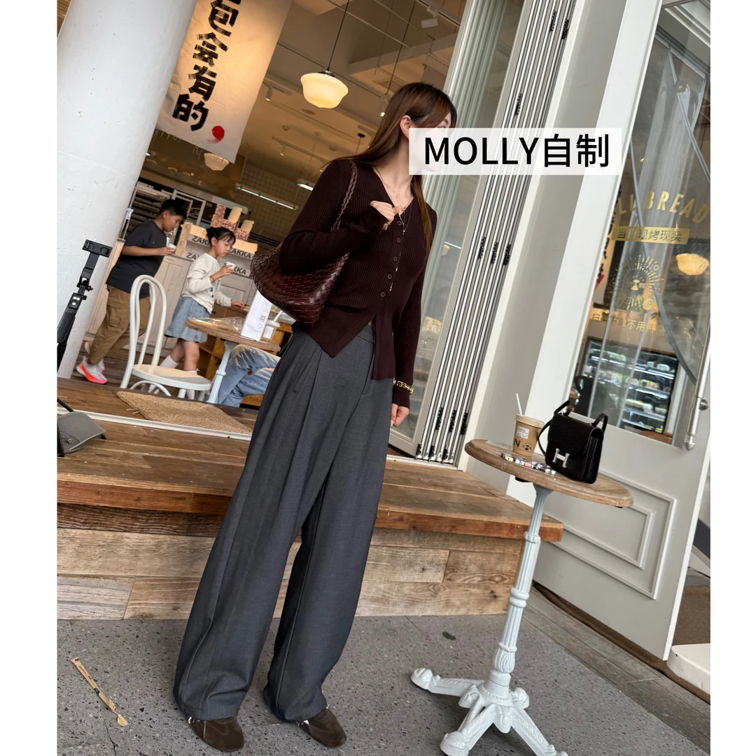 MOLLY【胯没了】莱赛尔+绵羊毛秋新款宽松直筒裤显瘦高腰7313