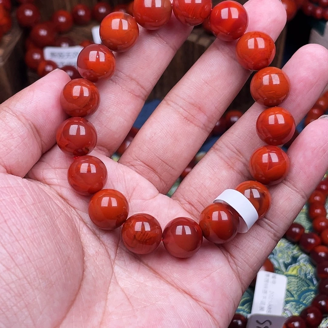 将***路未镶嵌手链南红玛瑙南红瓦西卡13圆珠手串