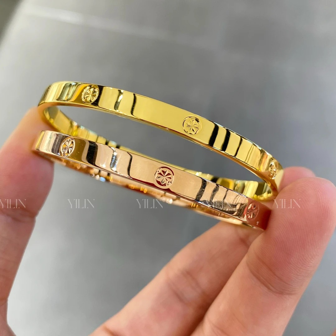 18k金5mm星芒手镯 玫瑰金贵妃镯 椭圆形