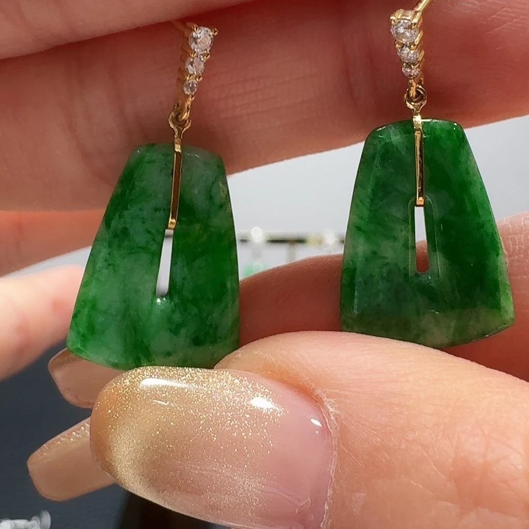 翡翠耳饰18K金镶嵌耳饰