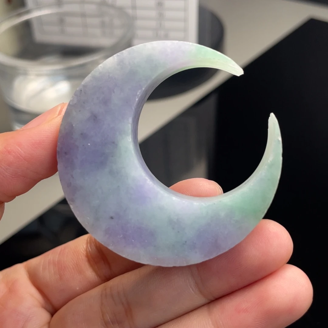 定制翡翠未镶嵌  春彩大月亮