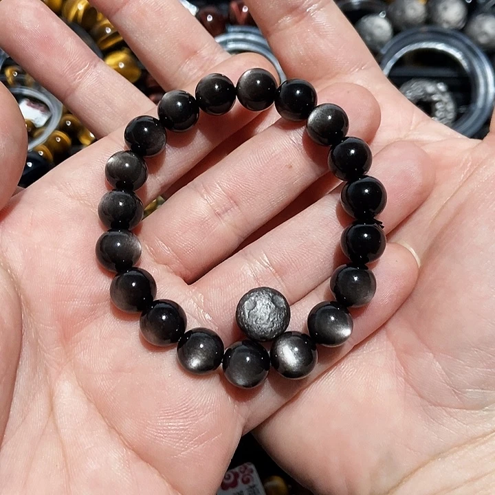 乳***_黑曜岩未镶嵌手串
