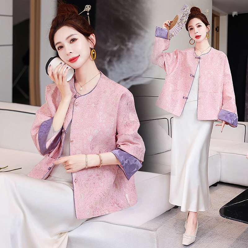 新中式国风提花外套女短款2025春季新款时髦洋气超好看小个子上衣