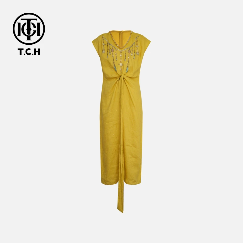 TCH私服烫钻工艺新时尚淑女百搭潮流连衣裙女T75B30E1101轻奢tch