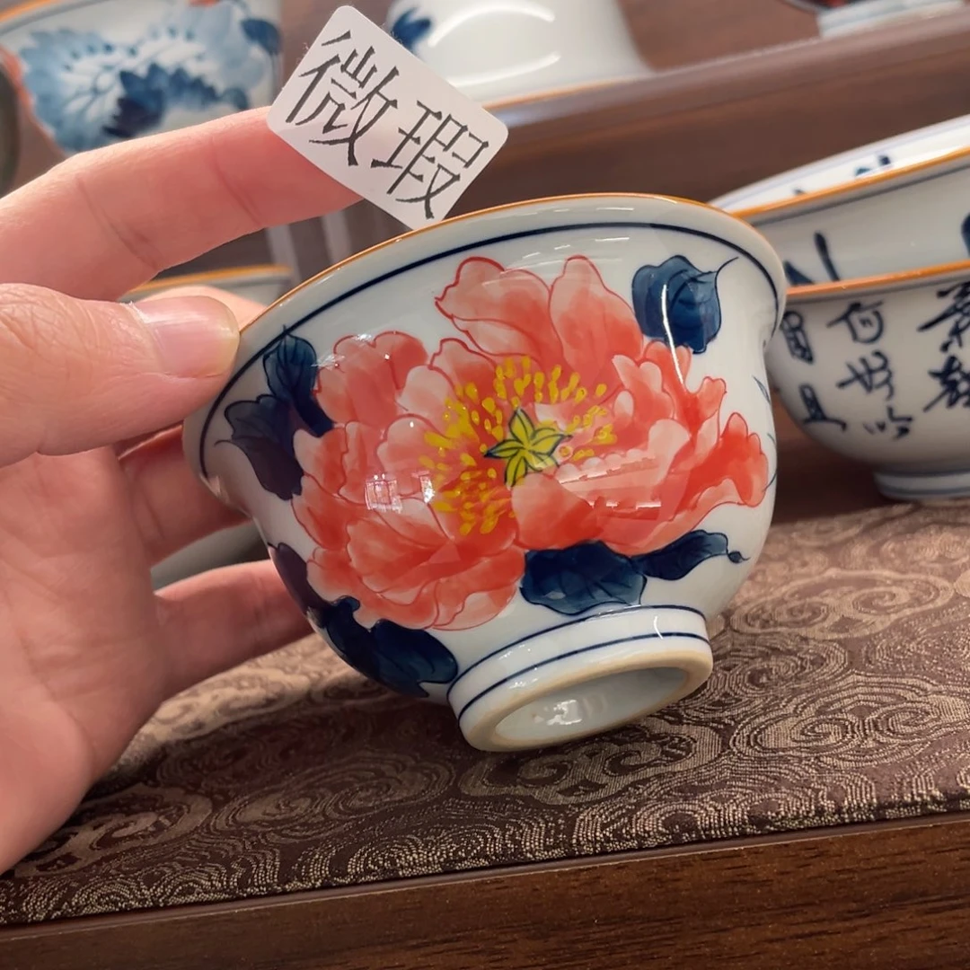 釉下手绘茶具微瑕