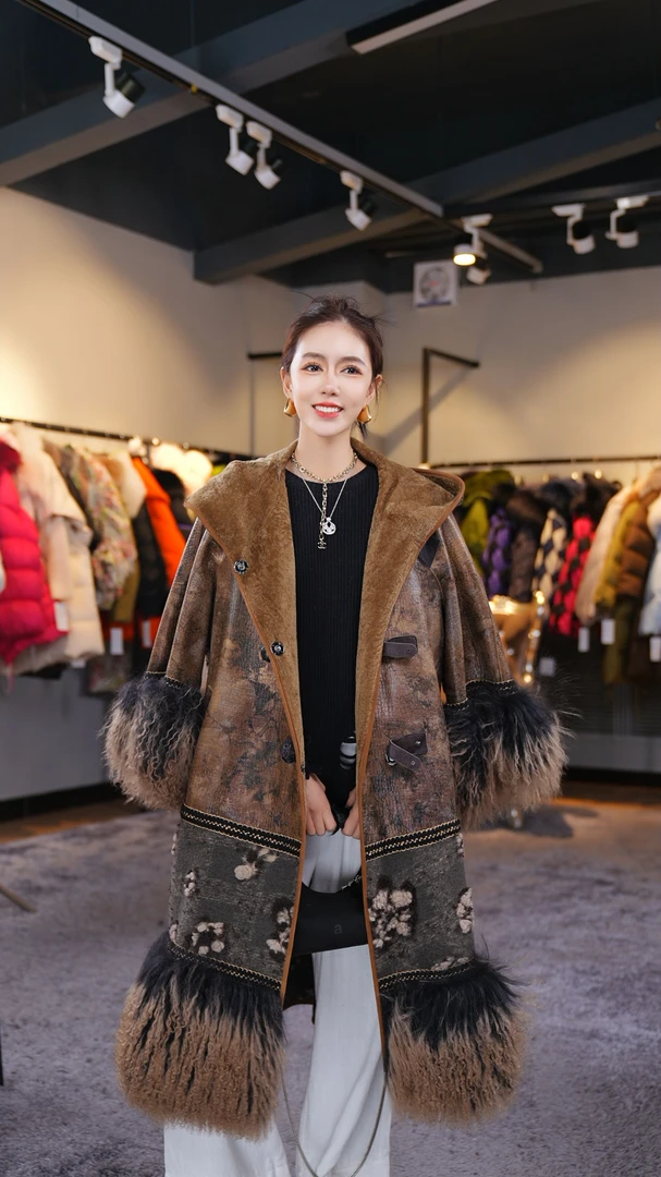 YJ【邢邢推荐】皮毛一体女外套19803-2