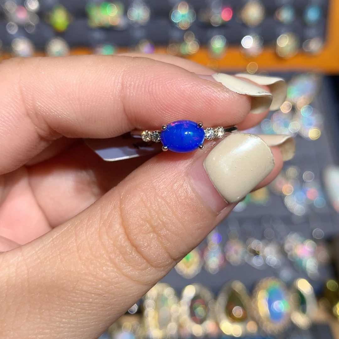 银S925镶嵌欧泊欧泊福利戒指l