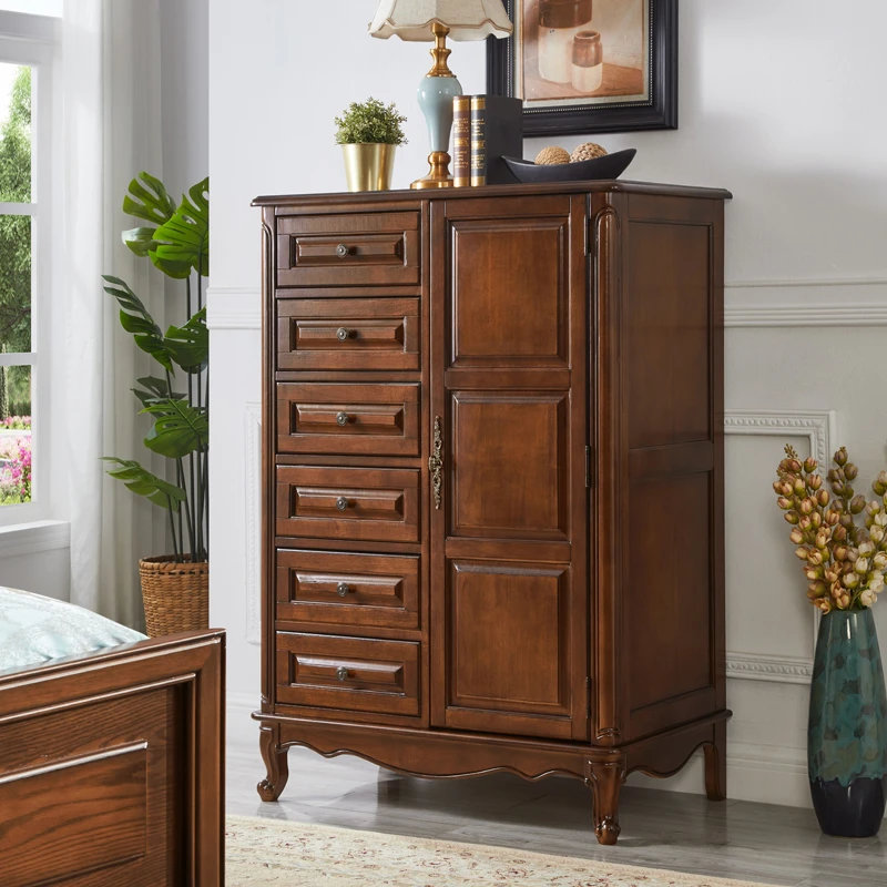 美式斗柜全实木复古五斗柜卧室储物收纳柜客厅抽屉玄关柜斗橱组合
