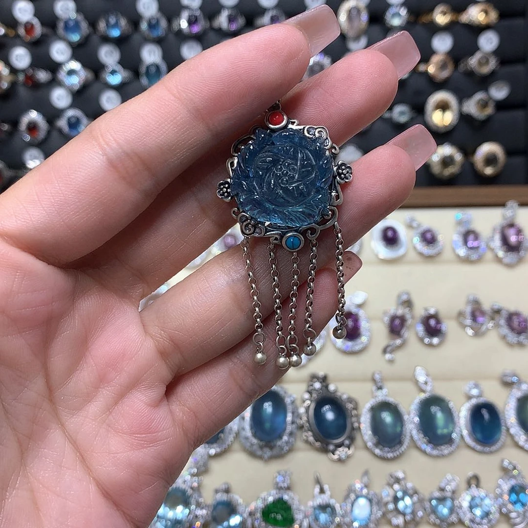 托帕石戒指银S925镶嵌落*～