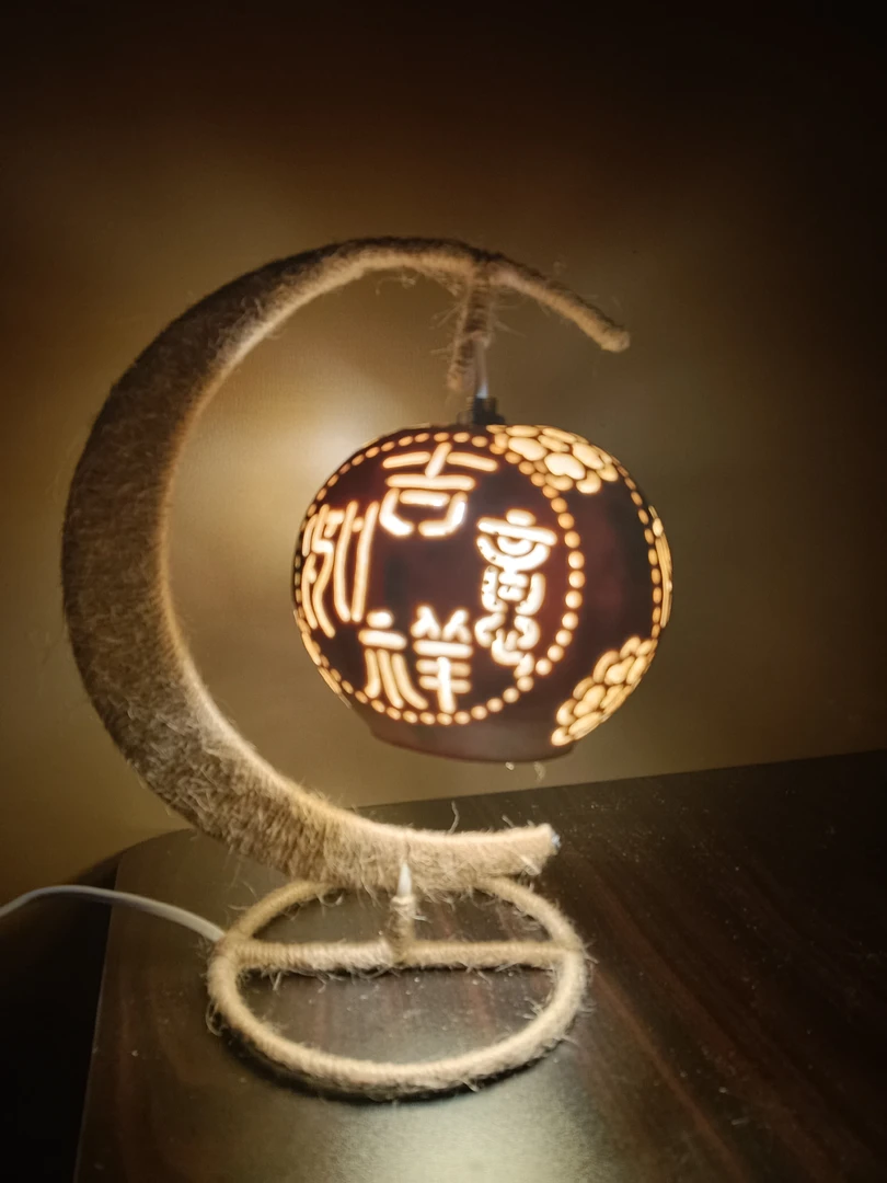 手工雕刻葫芦灯麻绳编织铁艺装饰灯星星苹果造型浪漫小夜灯
