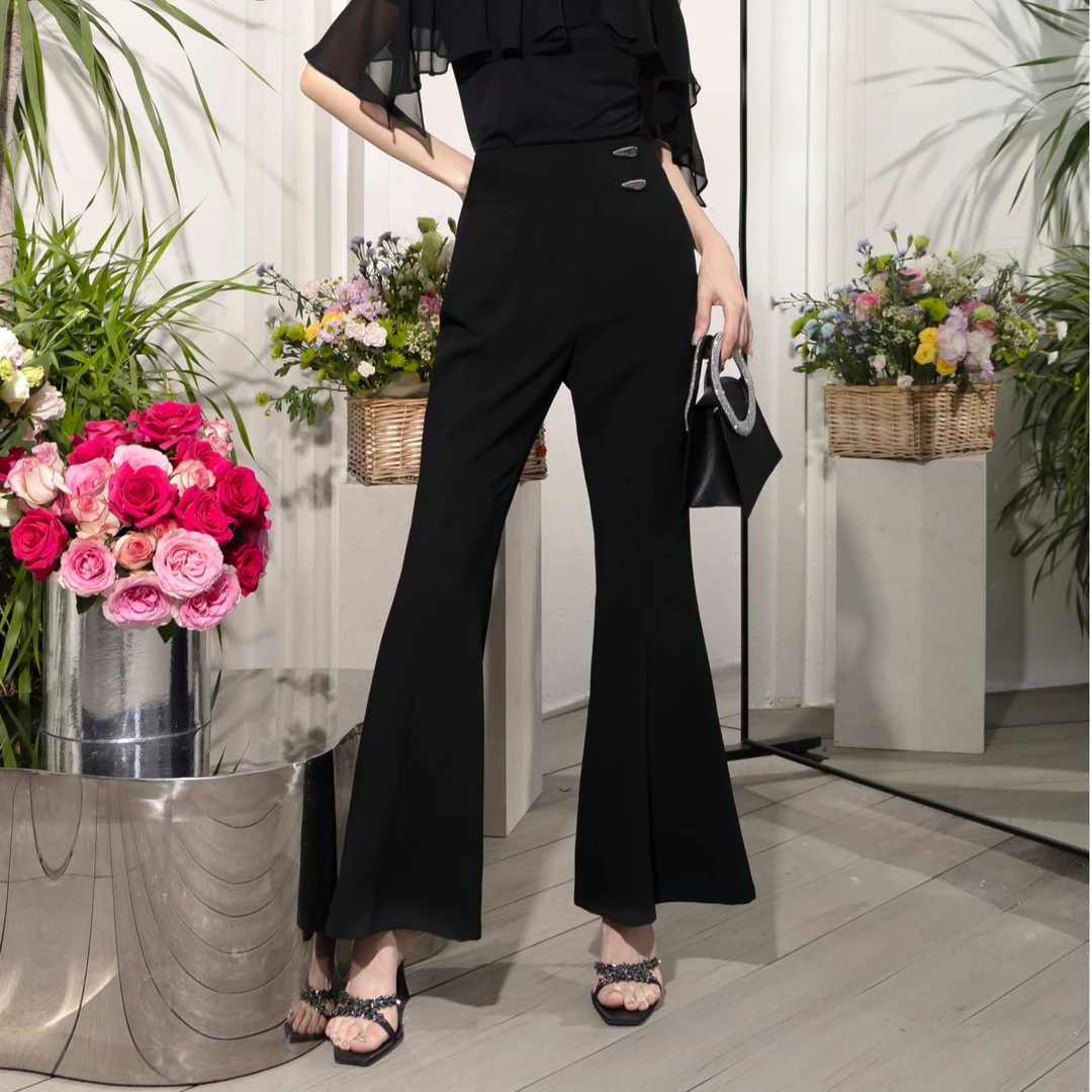 BAISI/百丝长裤AAAB504221A0显瘦气质时尚微喇叭夏季百搭休闲垂感