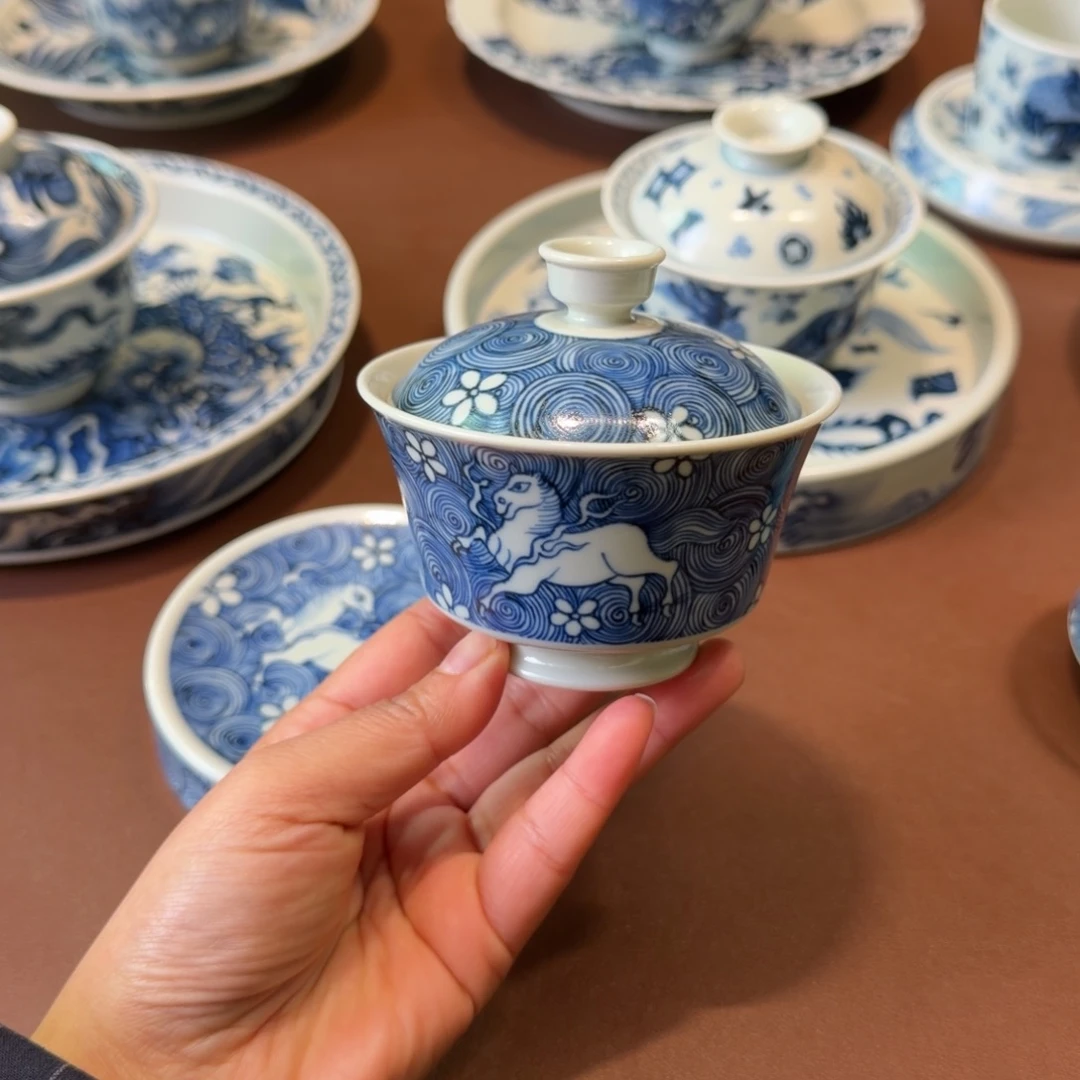 手工手绘茶具盖碗