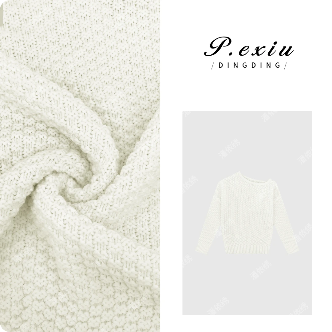PanYiXiu/潘依绣羊-毛 浮雕纹理肌理感斜领毛衣 D400