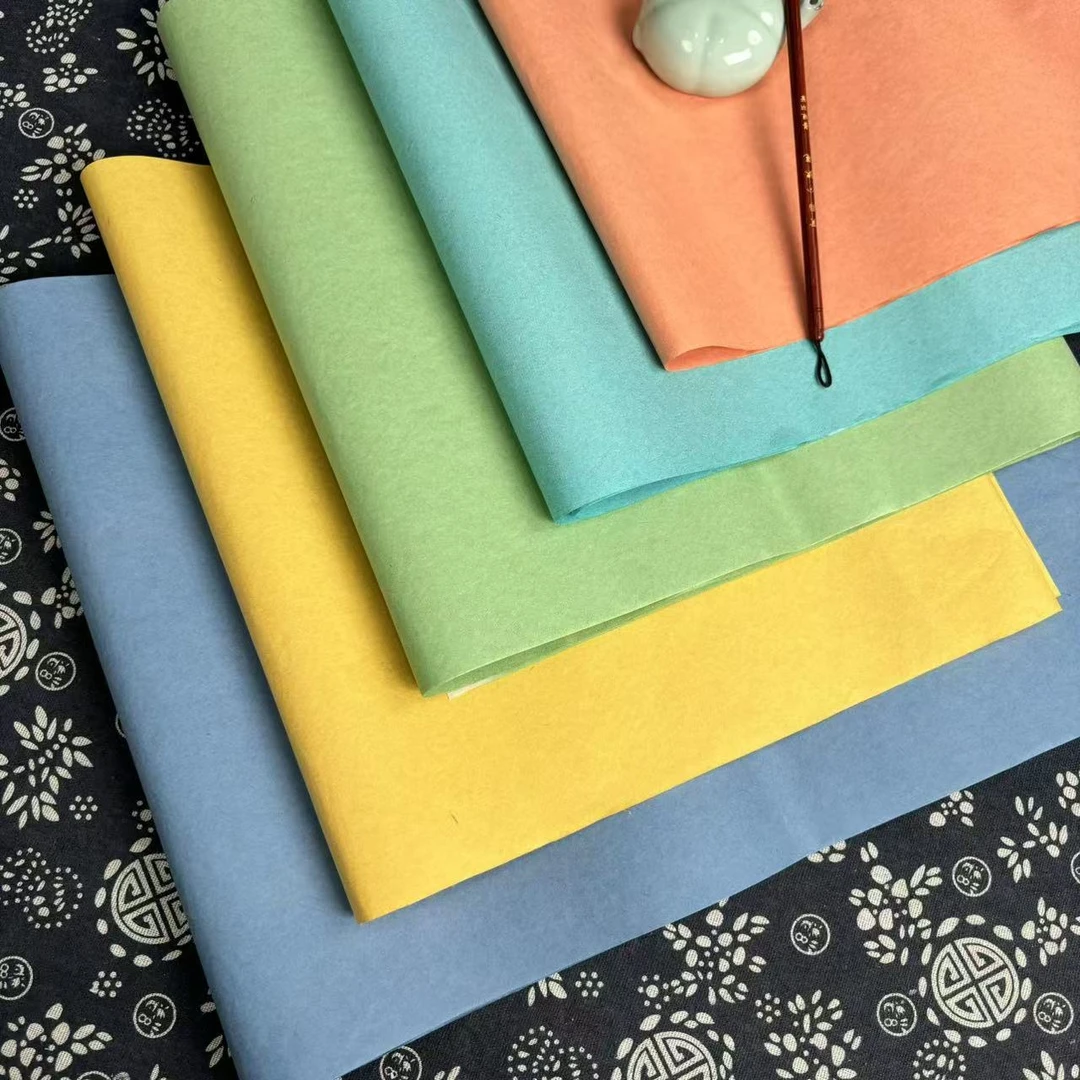 【五色拼合古法草木染】楮皮黄麻原纸