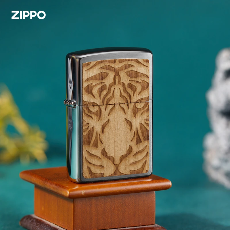 【木质徽章·虎面】ZIPPO正品打火机复古男士简单经典大气个性防风