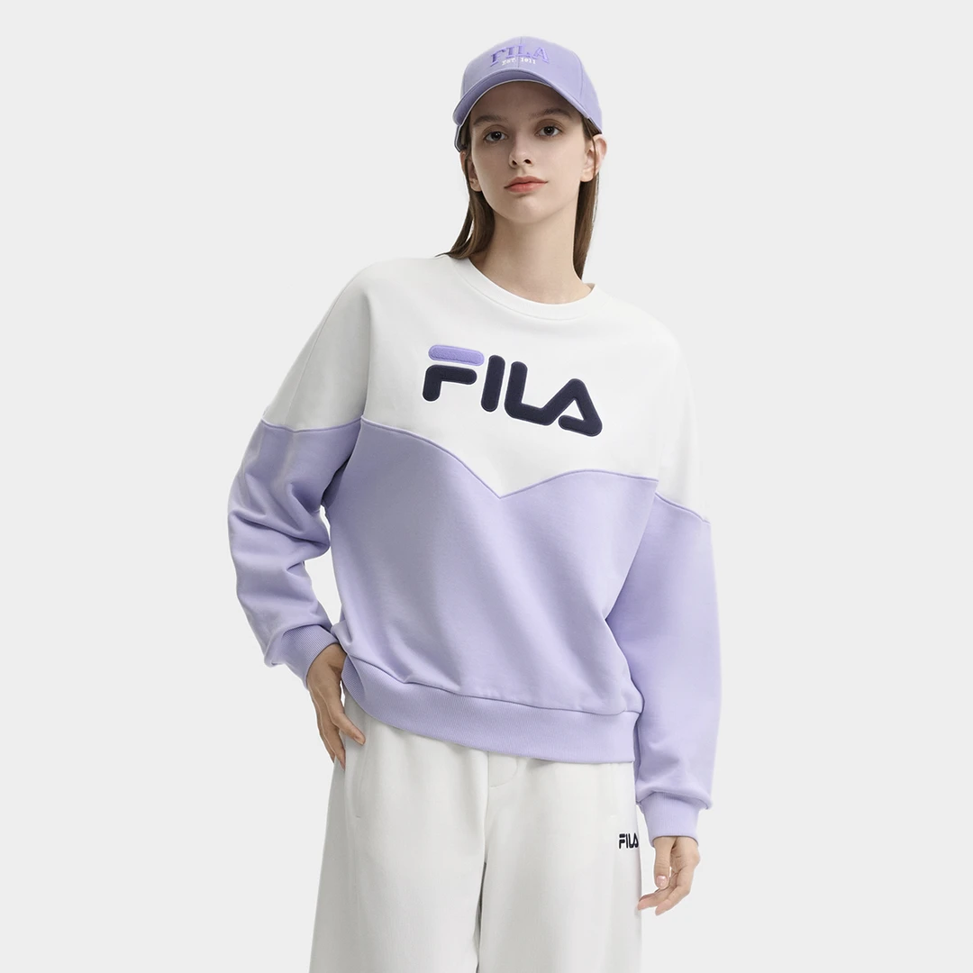 Fila/斐乐女子时尚休闲百搭拼色纯棉套头卫衣F11W449218F