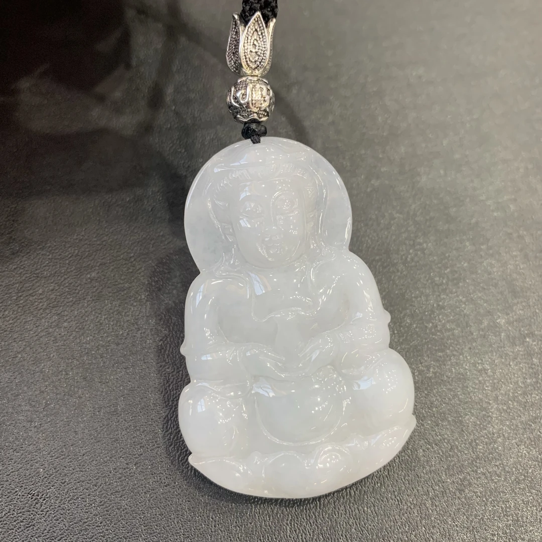 八七珠宝翡翠老式观音 多样性发一件 天然A货翡翠