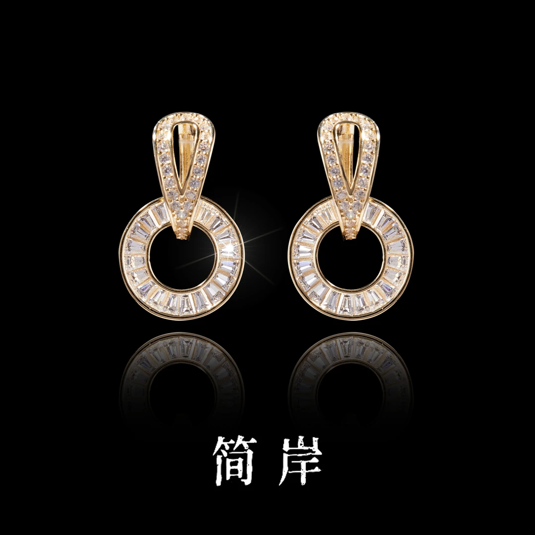 925银合成锆石耳饰 满镶锆甜甜圈耳环