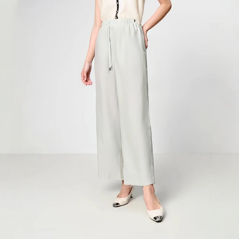 MLL520【晴姐】透气宽松夏季松紧女装休闲裤阔腿裤直筒裤薄款高腰