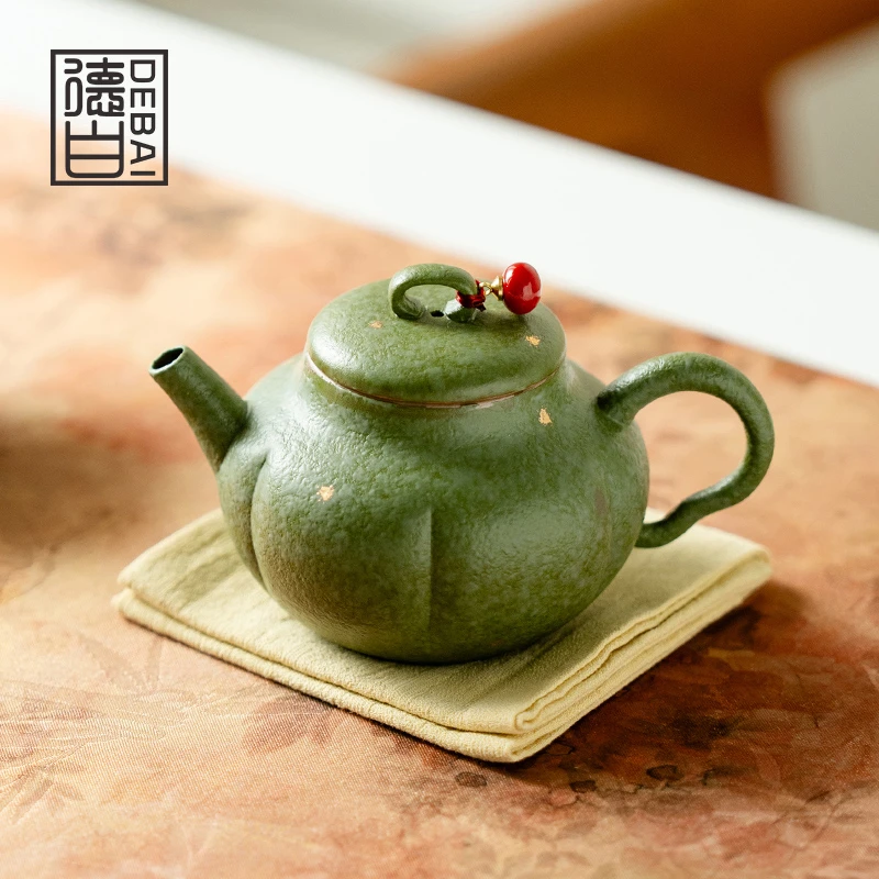 德白青橘洒金泡茶壶女士田园风陶瓷茶壶带壶承新家用喝茶功夫茶具