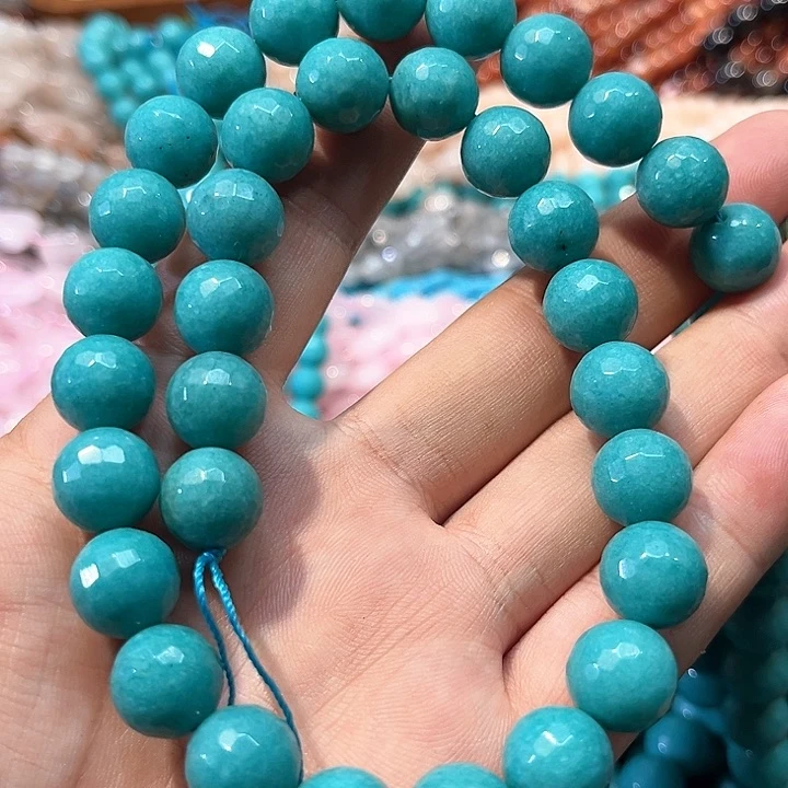 玛瑙/玉髓合金珠宝半成品刻面12mm一条