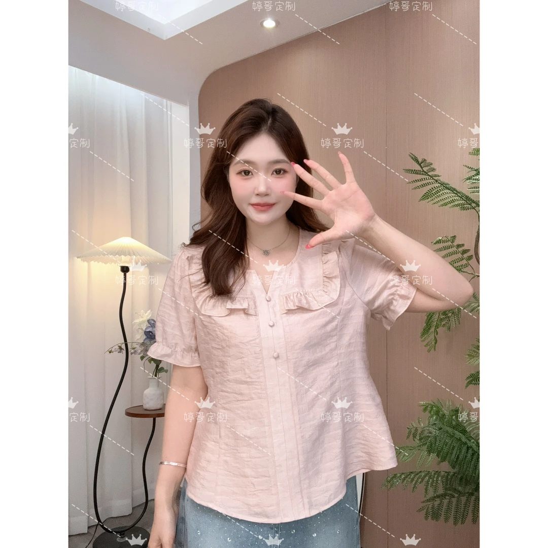 【现货 婷哥定制 夏烈蔷薇】夏季温柔风设计感短袖上衣TGW41603