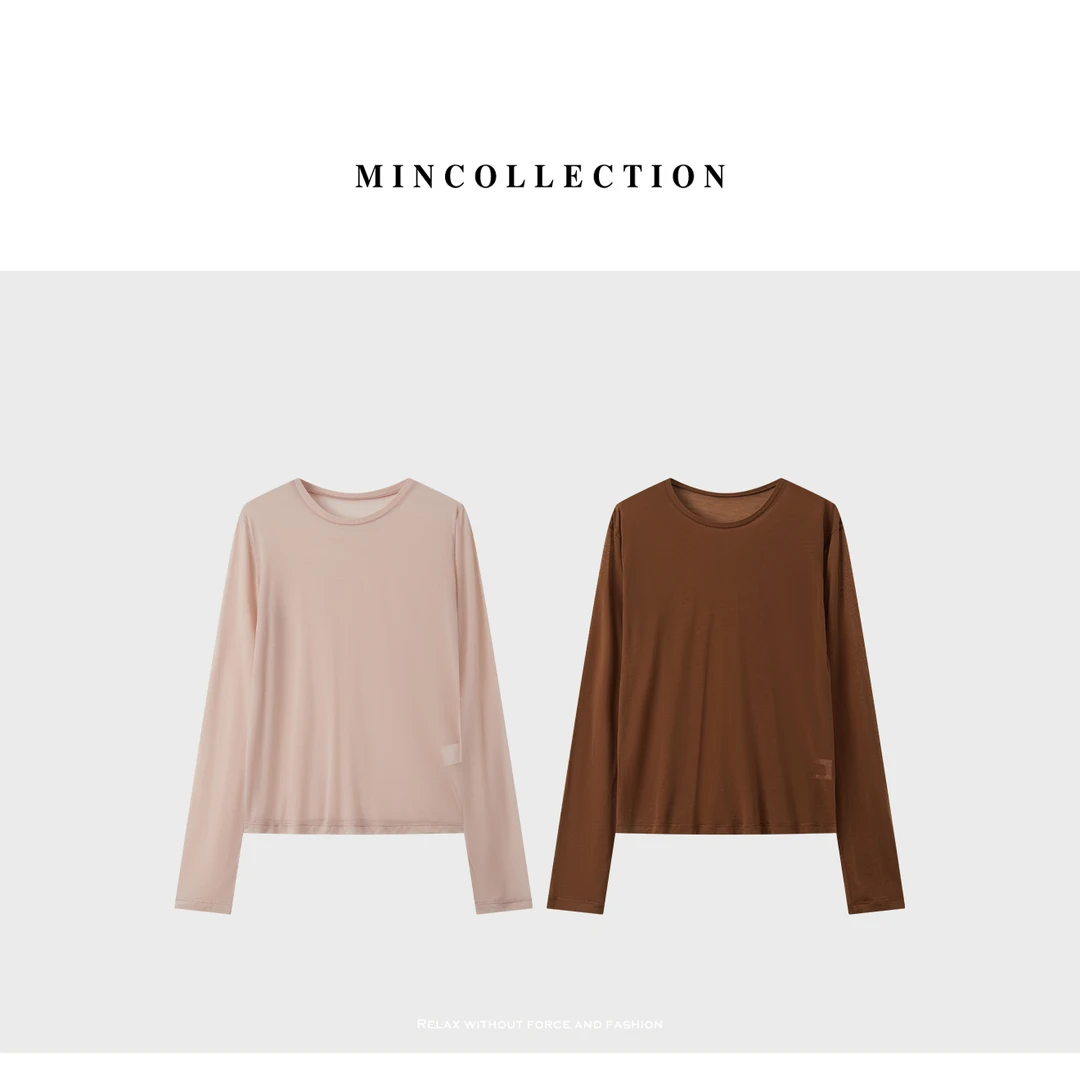 DE Mincollection奶皮长T/柔肤微透天丝圆领长袖T恤55187