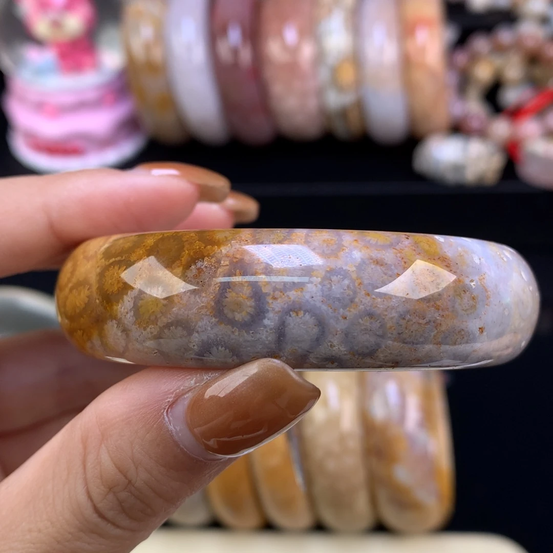 硅化珊瑚（珊瑚玉）未镶嵌颈饰福利手镯54.2口（37号）