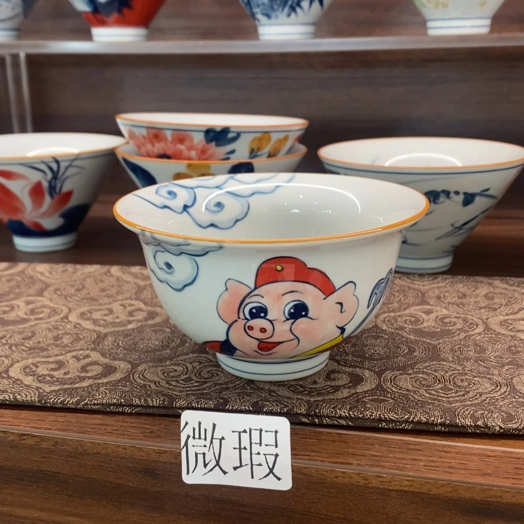 釉下彩老陶泥手工绘制
