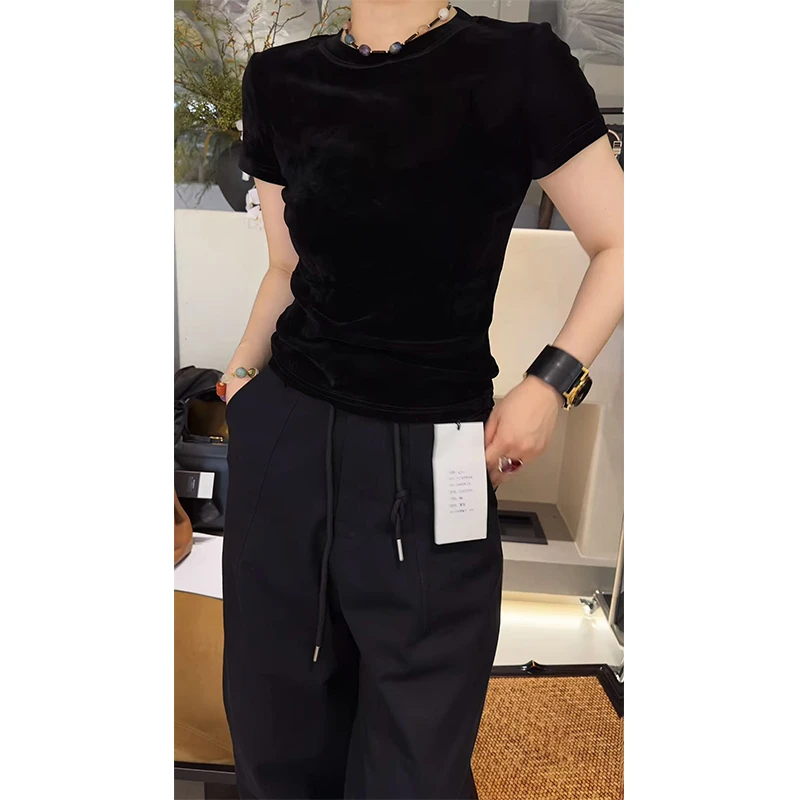 JING2025《万人迷顶配丝绒》2025999纯色短袖T恤舒适百搭圆领上衣女