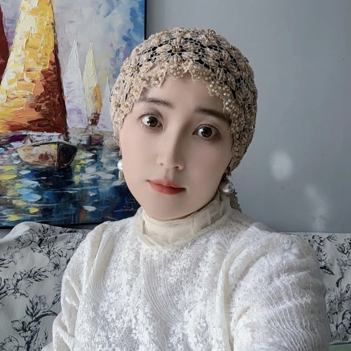 拉比娅高端金线鱼尾帽子精致手工
