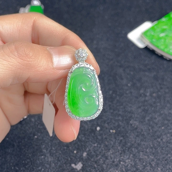 翡翠银S925镶嵌吊坠(不含链)