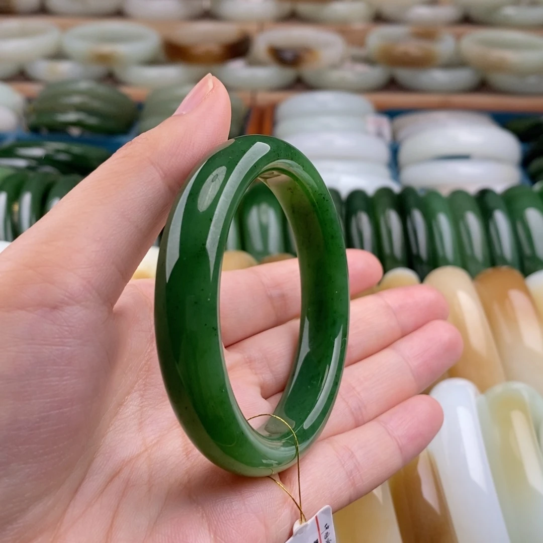 和田玉手镯未镶嵌和田玉碧玉正装手镯
