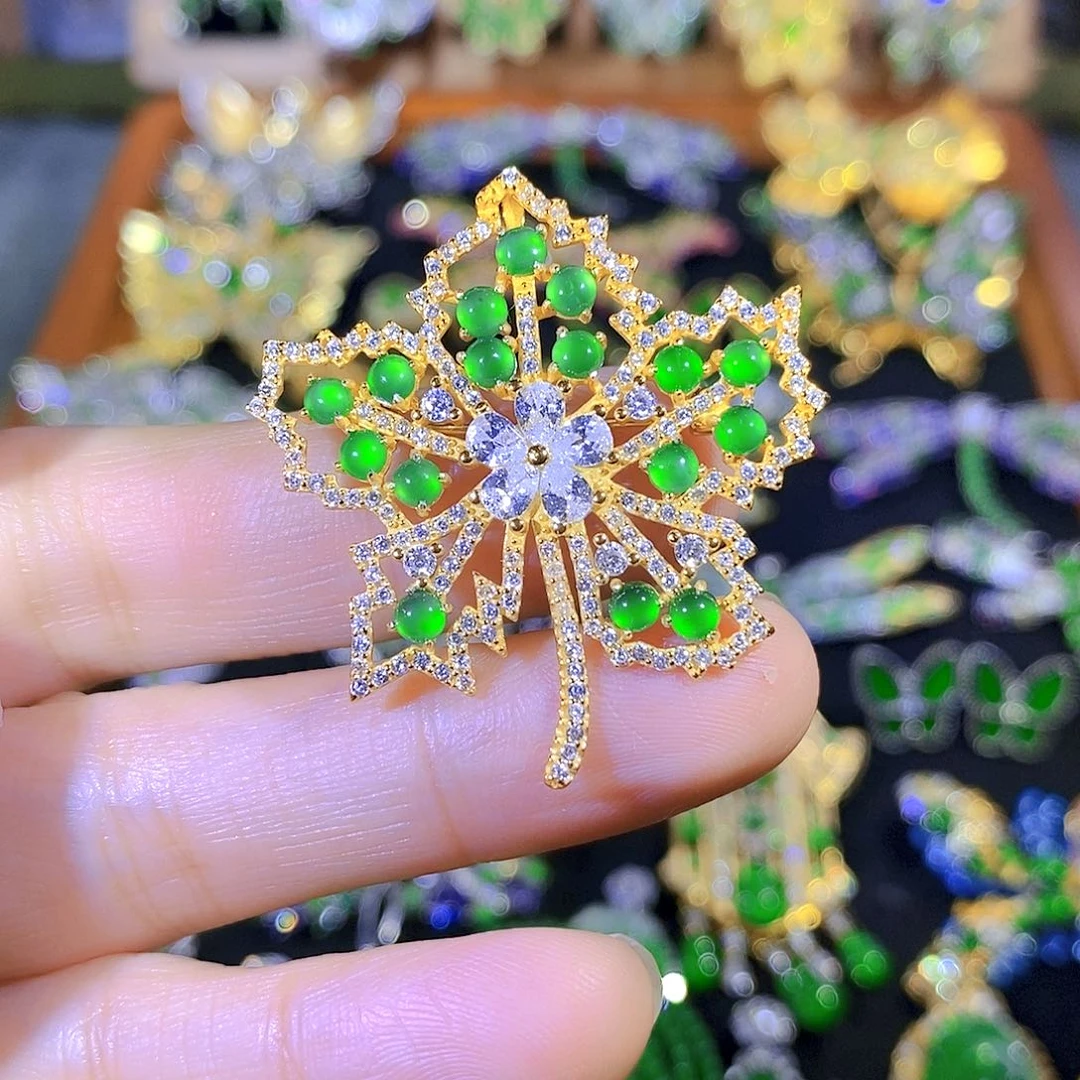 颈饰银S925镶嵌翡翠