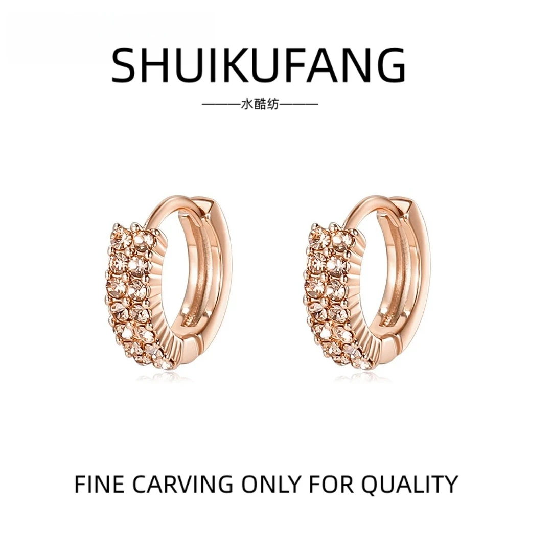 铜合金耳饰 气质玫瑰金耳扣女耳圈法式素圈耳环爆款圈圈耳饰F1616