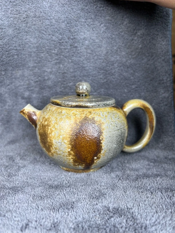 古法柴烧之建水紫陶原矿泥料纯手工白泥柴烧壶220cc