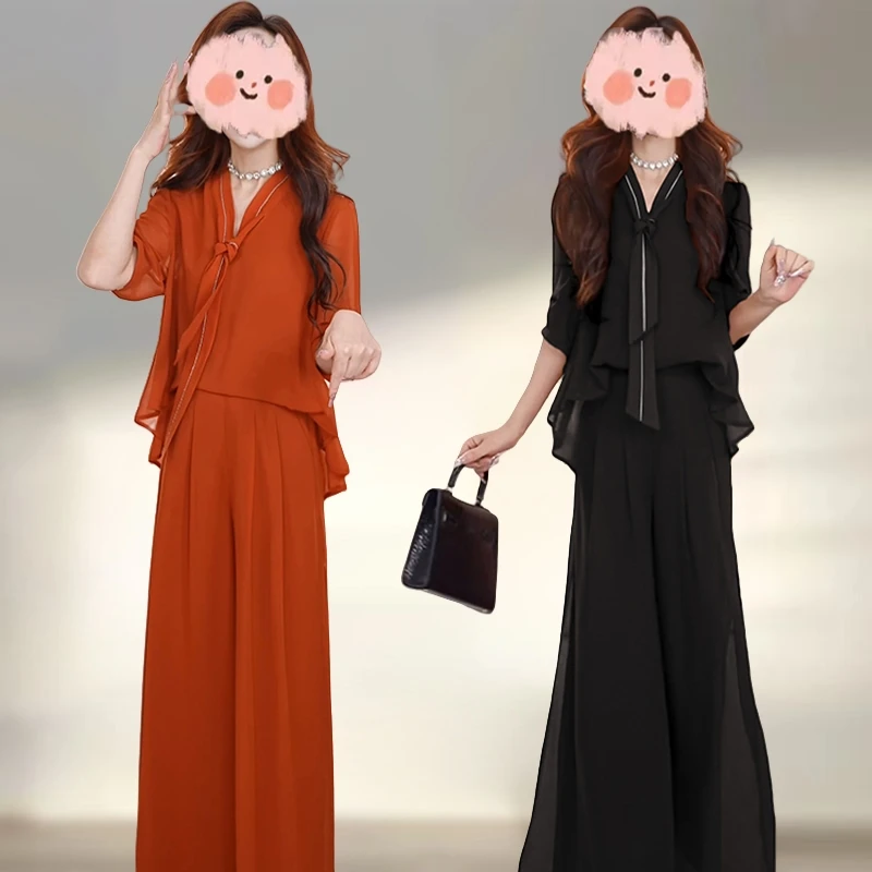 法式轻奢洋气套装女早秋新款V领设计感拉链上衣+松紧阔腿裤两件套