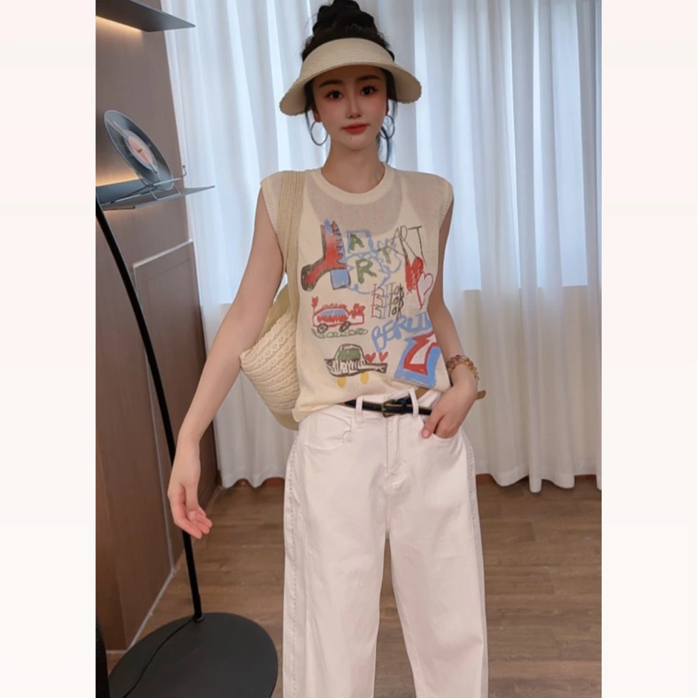 【大霏严选】卡通动漫字母毛针织衫时尚印花复古小众上衣