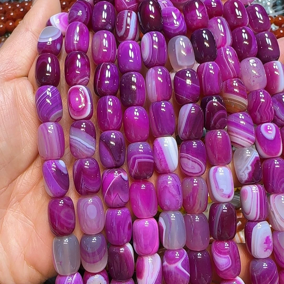 玛瑙/玉髓未镶嵌珠宝半成品10✖️14mm紫玛瑙一条