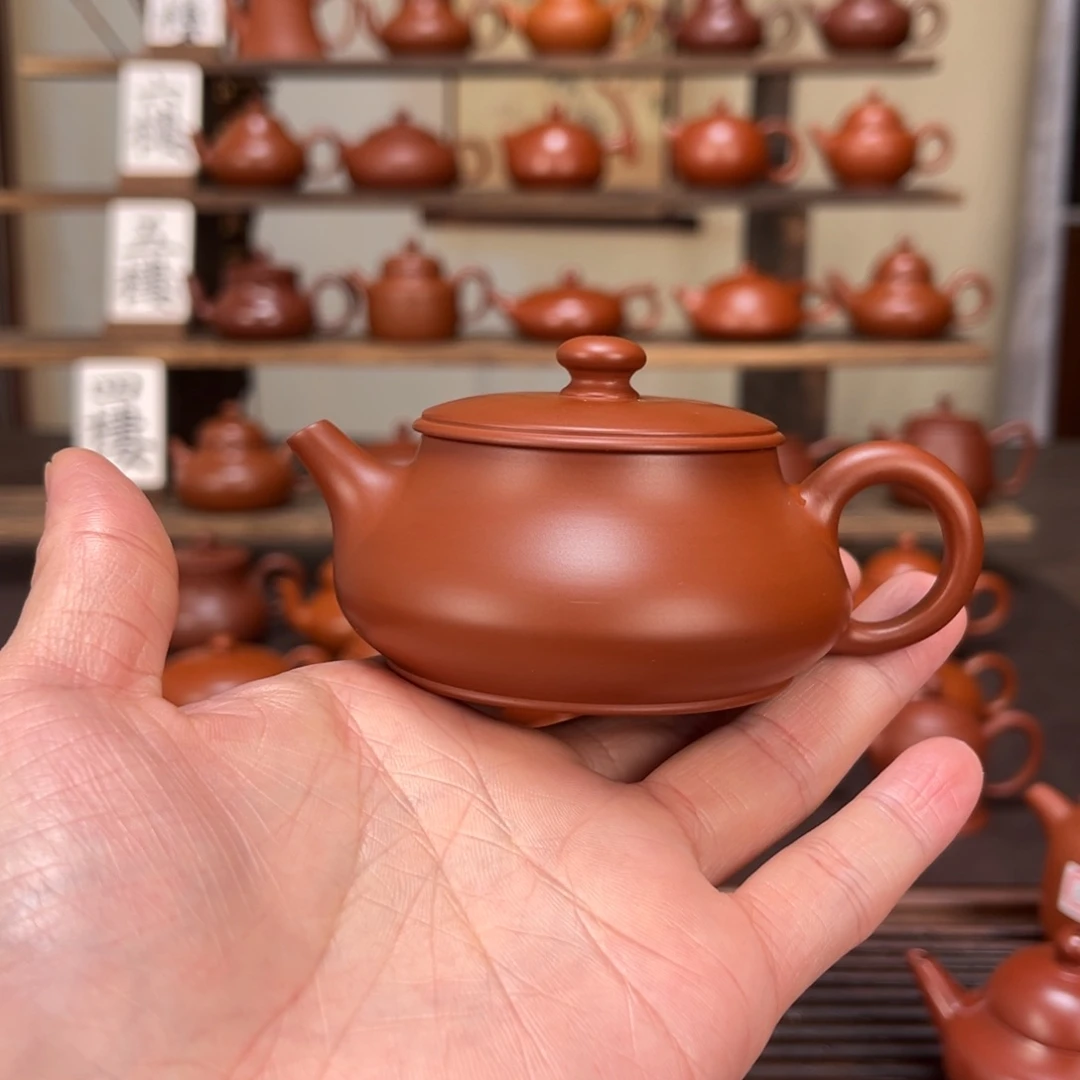 无***尘茶壶紫砂老朱泥超薄炮瓦100cc