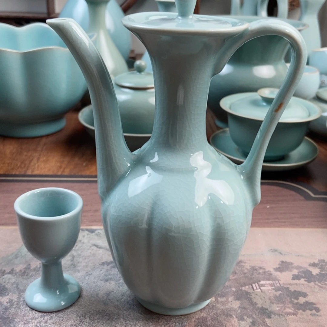 摆件瓷杨聚斌一壶十杯